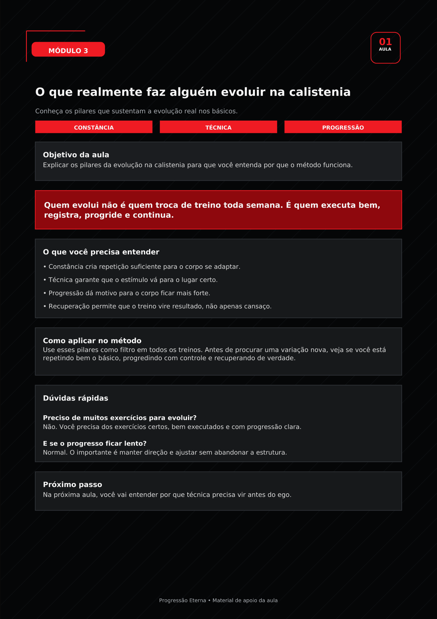 Material de apoio do Progressão Eterna sobre os fundamentos da progressão.
